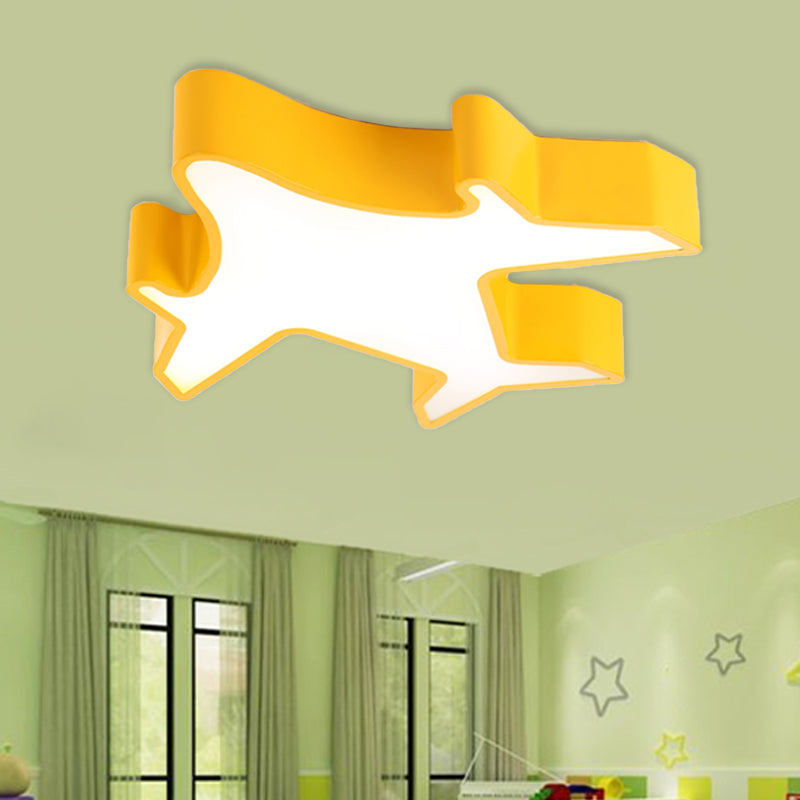 Airplane Bedroom Flush Lamp Fixture Acrylic LED Contemporary Ceiling Mounted Light in Red/Yellow/Blue Yellow Clearhalo 'Ceiling Lights' 'Close To Ceiling Lights' 'Close to ceiling' 'Flush mount' Lighting' 1900239