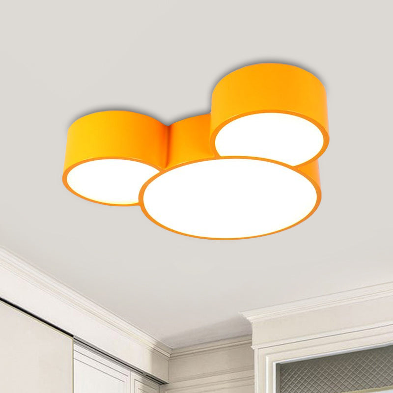 Acrylic Cartoon Mouse Head Flush Mount Lamp Kids Red/Yellow/Blue LED Close to Ceiling Lighting Fixture Yellow Clearhalo 'Ceiling Lights' 'Close To Ceiling Lights' 'Close to ceiling' 'Flush mount' Lighting' 1900291