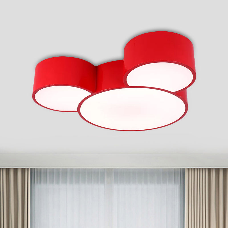 Acrylic Cartoon Mouse Head Flush Mount Lamp Kids Red/Yellow/Blue LED Close to Ceiling Lighting Fixture Red Clearhalo 'Ceiling Lights' 'Close To Ceiling Lights' 'Close to ceiling' 'Flush mount' Lighting' 1900295