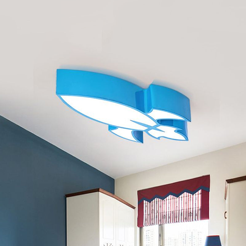 Red/Yellow/Blue Rocket Flushmount Lighting Children Style LED Acrylic Close to Ceiling Light Blue Clearhalo 'Ceiling Lights' 'Close To Ceiling Lights' 'Close to ceiling' 'Flush mount' Lighting' 1900344