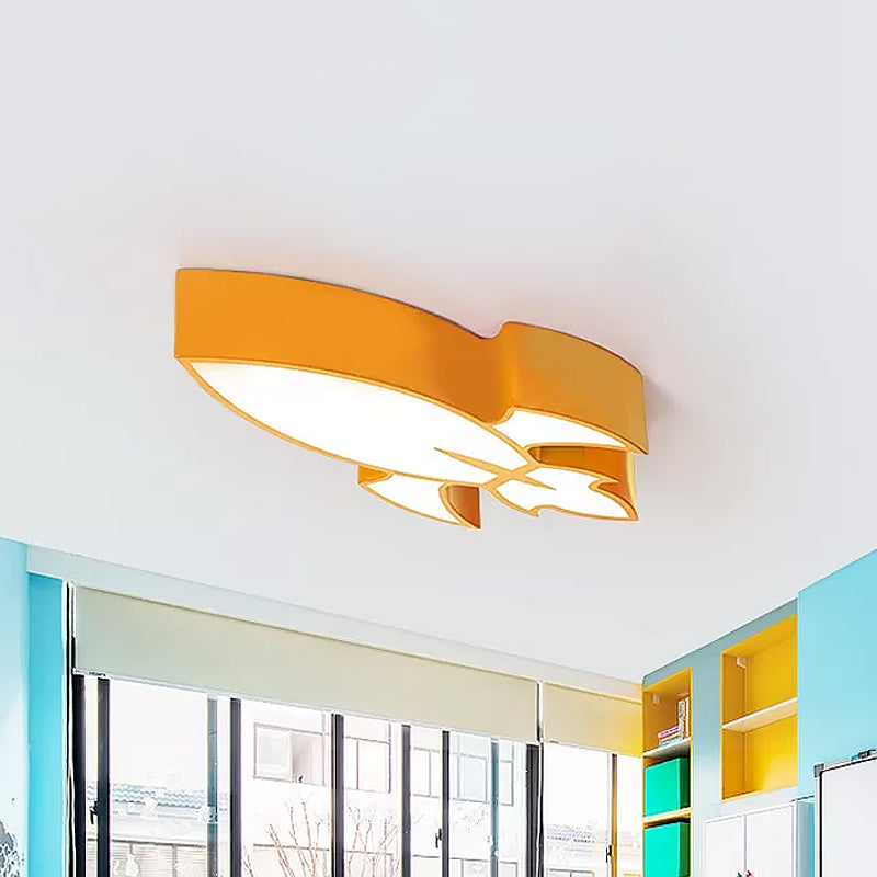 Red/Yellow/Blue Rocket Flushmount Lighting Children Style LED Acrylic Close to Ceiling Light Clearhalo 'Ceiling Lights' 'Close To Ceiling Lights' 'Close to ceiling' 'Flush mount' Lighting' 1900349