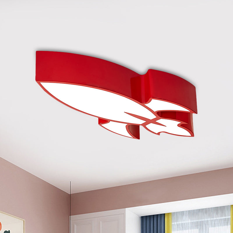 Red/Yellow/Blue Rocket Flushmount Lighting Children Style LED Acrylic Close to Ceiling Light Red Clearhalo 'Ceiling Lights' 'Close To Ceiling Lights' 'Close to ceiling' 'Flush mount' Lighting' 1900352