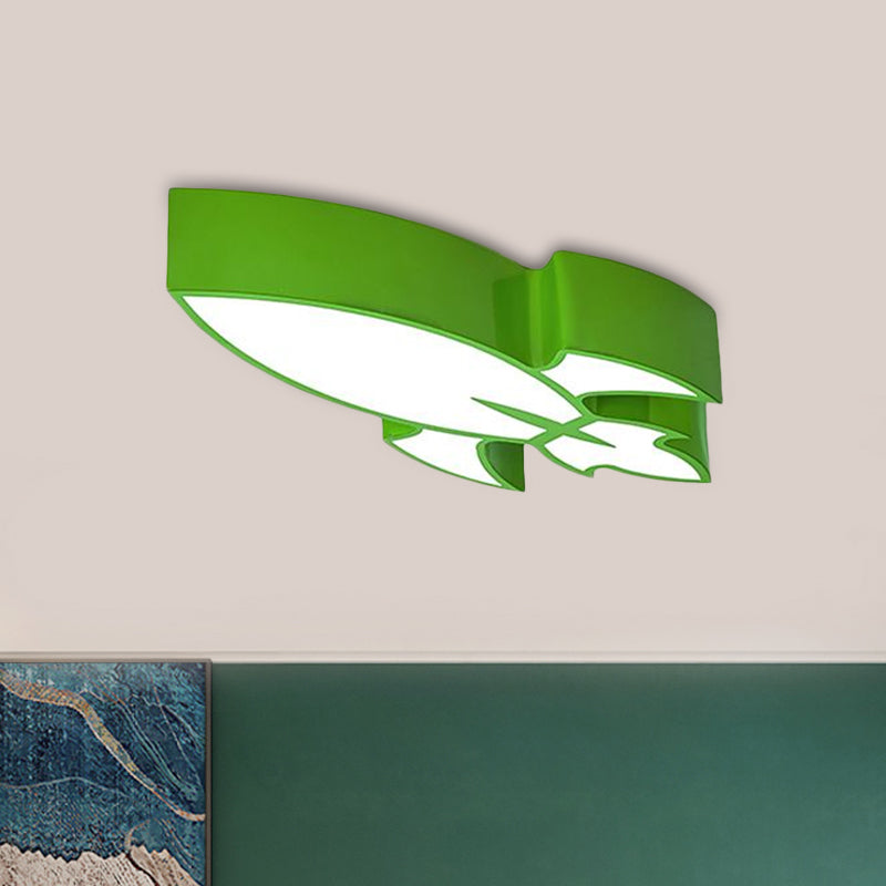 Red/Yellow/Blue Rocket Flushmount Lighting Children Style LED Acrylic Close to Ceiling Light Green Clearhalo 'Ceiling Lights' 'Close To Ceiling Lights' 'Close to ceiling' 'Flush mount' Lighting' 1900356