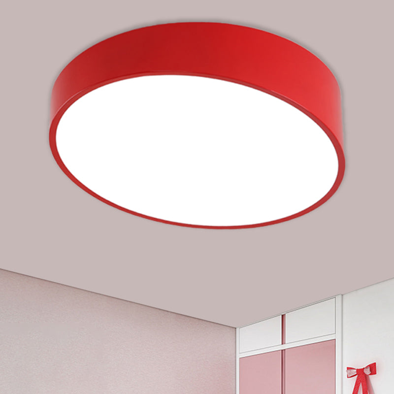 Modern Bevel-Edge Drum Ceiling Flush Acrylic LED Parlour Flush Mount Light Fixture in Red/Yellow/Blue Clearhalo 'Ceiling Lights' 'Close To Ceiling Lights' 'Close to ceiling' 'Flush mount' Lighting' 1900365