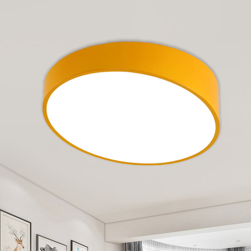 Modern Bevel-Edge Drum Ceiling Flush Acrylic LED Parlour Flush Mount Light Fixture in Red/Yellow/Blue Clearhalo 'Ceiling Lights' 'Close To Ceiling Lights' 'Close to ceiling' 'Flush mount' Lighting' 1900369