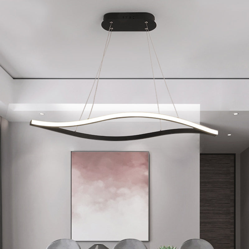 Leaf Shaped Aluminum Drop Pendant Simplicity Black/White LED Island Lamp in Warm/White Light, 31.5"/39" Wide Clearhalo 'Ceiling Lights' 'Island Lights' Lighting' 1900373