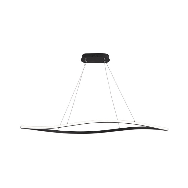 Leaf Shaped Aluminum Drop Pendant Simplicity Black/White LED Island Lamp in Warm/White Light, 31.5"/39" Wide Clearhalo 'Ceiling Lights' 'Island Lights' Lighting' 1900374