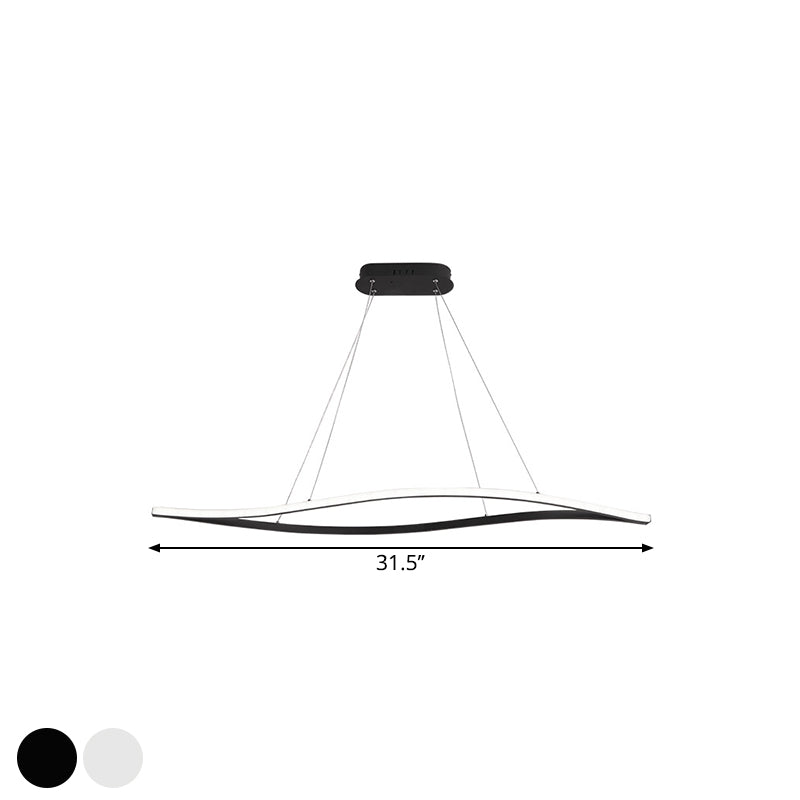 Leaf Shaped Aluminum Drop Pendant Simplicity Black/White LED Island Lamp in Warm/White Light, 31.5"/39" Wide Clearhalo 'Ceiling Lights' 'Island Lights' Lighting' 1900375