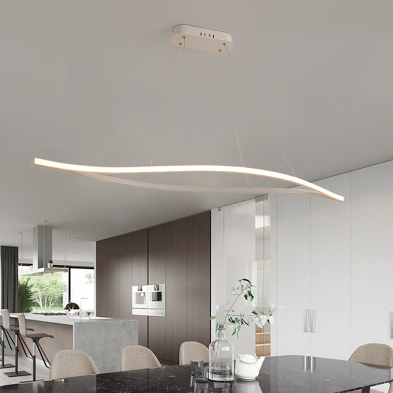 Leaf Shaped Aluminum Drop Pendant Simplicity Black/White LED Island Lamp in Warm/White Light, 31.5"/39" Wide White Clearhalo 'Ceiling Lights' 'Island Lights' Lighting' 1900377
