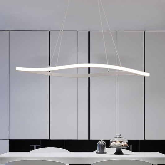 Leaf Shaped Aluminum Drop Pendant Simplicity Black/White LED Island Lamp in Warm/White Light, 31.5"/39" Wide Clearhalo 'Ceiling Lights' 'Island Lights' Lighting' 1900378