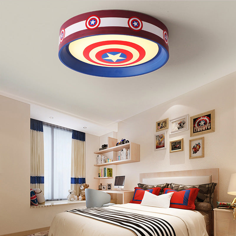 American Stylish Round Ceiling Lamp with Star Metal Blue and Red LED Ceiling Mount Light for Boys Bedroom Clearhalo 'Ceiling Lights' 'Close To Ceiling Lights' 'Close to ceiling' 'Flush mount' Lighting' 190040