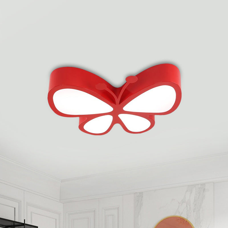 Butterfly Metallic LED Flush Light Fixture Children Red/Yellow/Blue Flushmount Ceiling Lamp with Acrylic Shade Clearhalo 'Ceiling Lights' 'Close To Ceiling Lights' 'Close to ceiling' 'Flush mount' Lighting' 1900410