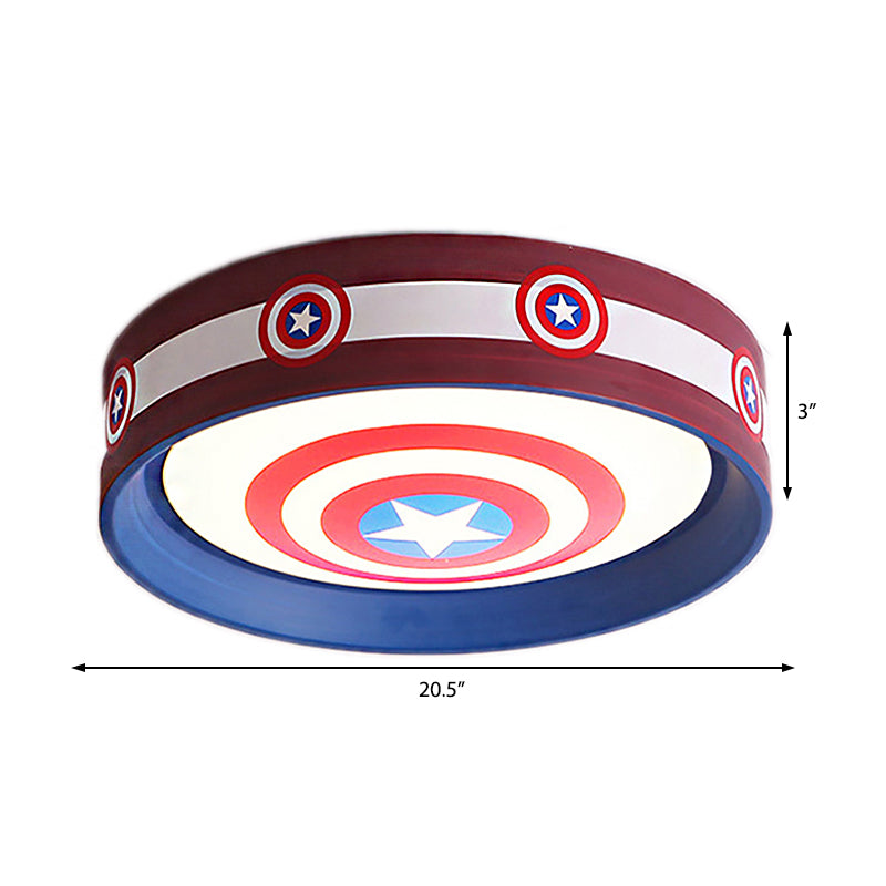 American Stylish Round Ceiling Lamp with Star Metal Blue and Red LED Ceiling Mount Light for Boys Bedroom Clearhalo 'Ceiling Lights' 'Close To Ceiling Lights' 'Close to ceiling' 'Flush mount' Lighting' 190042