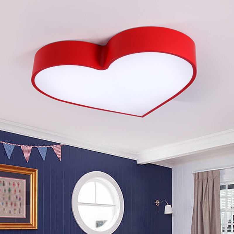 Acrylic Loving Heart Flush Mount Minimalism LED Ceiling Light Fixture in Red/Pink/Blue for Parlor Red Clearhalo 'Ceiling Lights' 'Close To Ceiling Lights' 'Close to ceiling' 'Flush mount' Lighting' 1900421