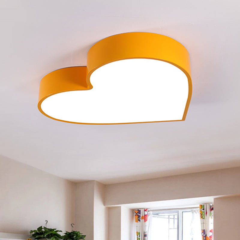 Acrylic Loving Heart Flush Mount Minimalism LED Ceiling Light Fixture in Red/Pink/Blue for Parlor Yellow Clearhalo 'Ceiling Lights' 'Close To Ceiling Lights' 'Close to ceiling' 'Flush mount' Lighting' 1900425