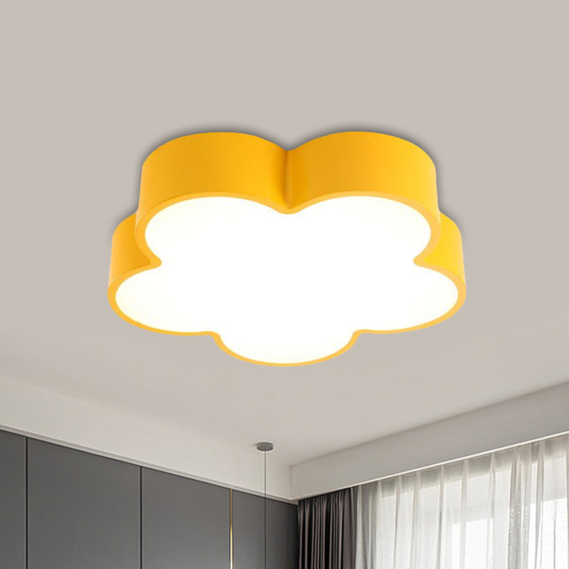 Kids Flower Flush Mount Lamp Acrylic LED Kindergarten Flush Ceiling Light Fixture in Red/Yellow/Blue Yellow Clearhalo 'Ceiling Lights' 'Close To Ceiling Lights' 'Close to ceiling' 'Flush mount' Lighting' 1900499