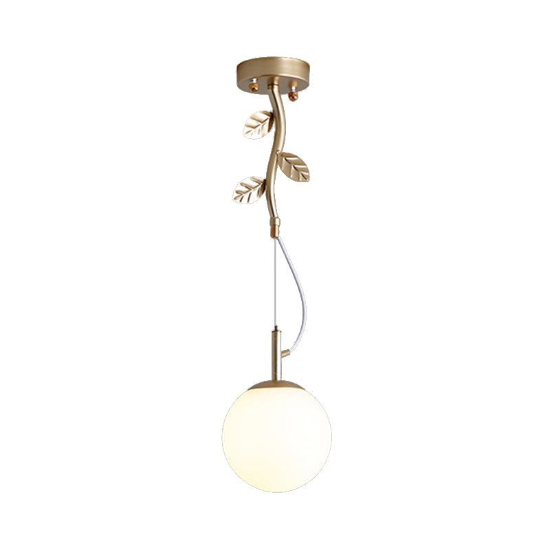 Gold Plant-Shaped Hanging Light Contemporary Opal Glass Pendant Light with Frosted Glass for Hotel Clearhalo 'Ceiling Lights' 'Chandeliers' 'Modern Chandeliers' 'Modern' Lighting' 190050