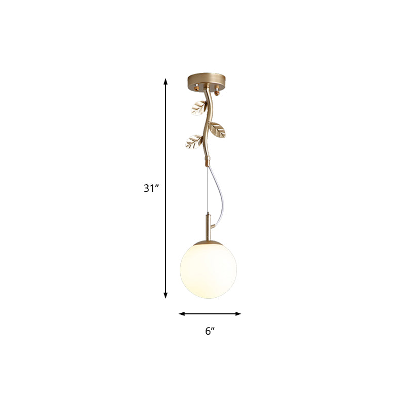 Gold Plant-Shaped Hanging Light Contemporary Opal Glass Pendant Light with Frosted Glass for Hotel Clearhalo 'Ceiling Lights' 'Chandeliers' 'Modern Chandeliers' 'Modern' Lighting' 190051