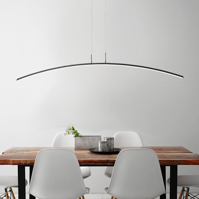 Black/White Arch Island Lamp Simplicity Iron LED Pendant Lighting Fixture in Warm/White Light over Dining Table Black Clearhalo 'Ceiling Lights' 'Island Lights' Lighting' 1900511