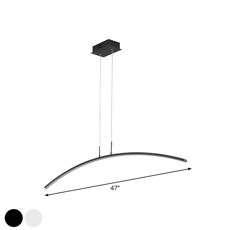 Black/White Arch Island Lamp Simplicity Iron LED Pendant Lighting Fixture in Warm/White Light over Dining Table Clearhalo 'Ceiling Lights' 'Island Lights' Lighting' 1900514