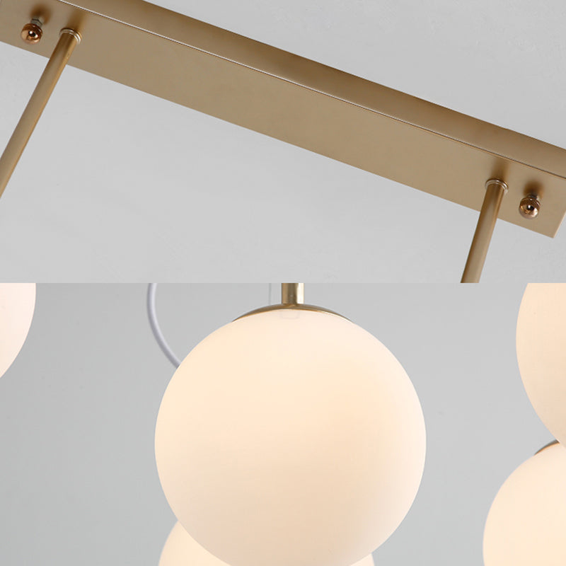 Gold Plant-Shaped Hanging Light Contemporary Opal Glass Pendant Light with Frosted Glass for Hotel Clearhalo 'Ceiling Lights' 'Chandeliers' 'Modern Chandeliers' 'Modern' Lighting' 190052