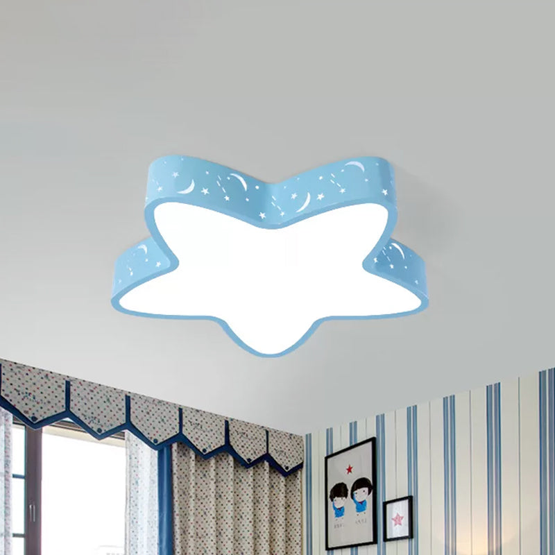 Pink/Light Blue Starfish Flush Lighting Kids LED Acrylic Flush-Mount Light Fixture with Hollowing-Out Design Clearhalo 'Ceiling Lights' 'Close To Ceiling Lights' 'Close to ceiling' 'Flush mount' Lighting' 1900528