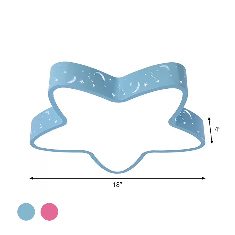 Pink/Light Blue Starfish Flush Lighting Kids LED Acrylic Flush-Mount Light Fixture with Hollowing-Out Design Clearhalo 'Ceiling Lights' 'Close To Ceiling Lights' 'Close to ceiling' 'Flush mount' Lighting' 1900530