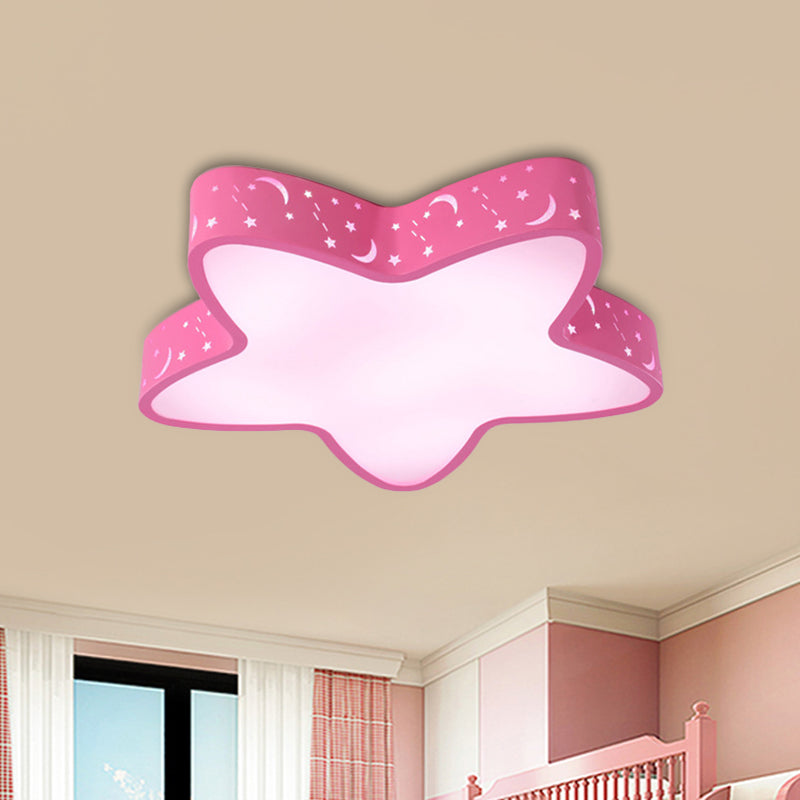 Pink/Light Blue Starfish Flush Lighting Kids LED Acrylic Flush-Mount Light Fixture with Hollowing-Out Design Pink Clearhalo 'Ceiling Lights' 'Close To Ceiling Lights' 'Close to ceiling' 'Flush mount' Lighting' 1900531