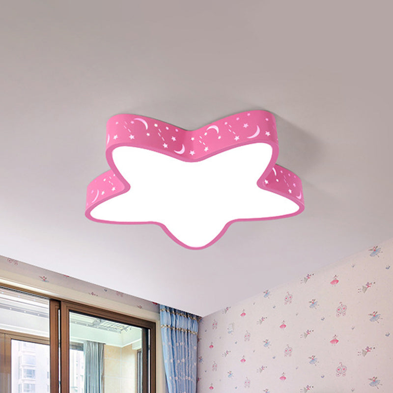 Pink/Light Blue Starfish Flush Lighting Kids LED Acrylic Flush-Mount Light Fixture with Hollowing-Out Design Clearhalo 'Ceiling Lights' 'Close To Ceiling Lights' 'Close to ceiling' 'Flush mount' Lighting' 1900532