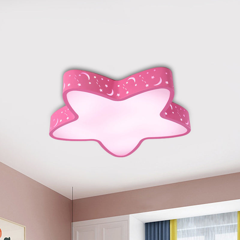 Pink/Light Blue Starfish Flush Lighting Kids LED Acrylic Flush-Mount Light Fixture with Hollowing-Out Design Clearhalo 'Ceiling Lights' 'Close To Ceiling Lights' 'Close to ceiling' 'Flush mount' Lighting' 1900533