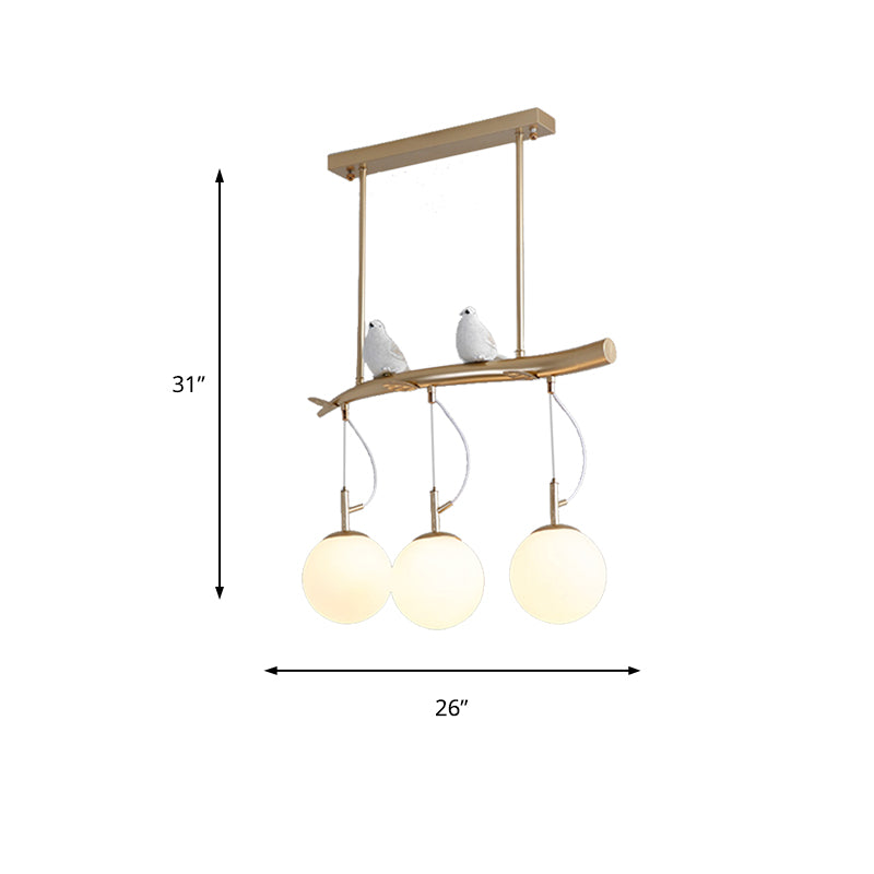 Gold Plant-Shaped Hanging Light Contemporary Opal Glass Pendant Light with Frosted Glass for Hotel Clearhalo 'Ceiling Lights' 'Chandeliers' 'Modern Chandeliers' 'Modern' Lighting' 190056