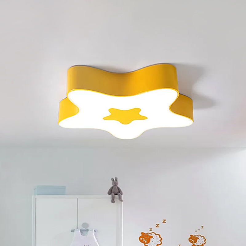 Star Kindergarten Flush Light Acrylic LED Kids Flush Mount Recessed Lighting in Red/Yellow/Blue Clearhalo 'Ceiling Lights' 'Close To Ceiling Lights' 'Close to ceiling' 'Flush mount' Lighting' 1900577