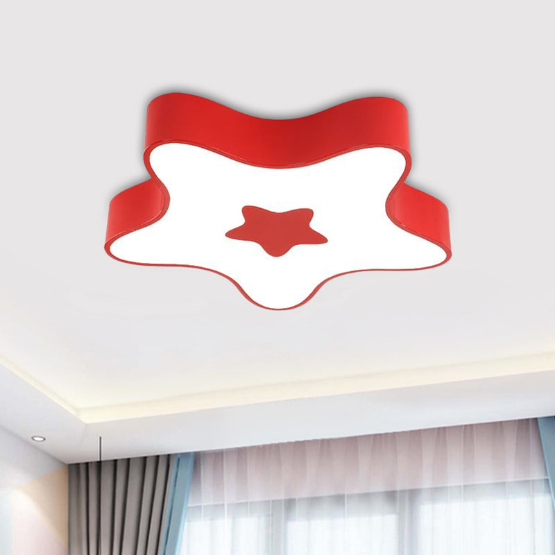 Star Kindergarten Flush Light Acrylic LED Kids Flush Mount Recessed Lighting in Red/Yellow/Blue Red Clearhalo 'Ceiling Lights' 'Close To Ceiling Lights' 'Close to ceiling' 'Flush mount' Lighting' 1900580