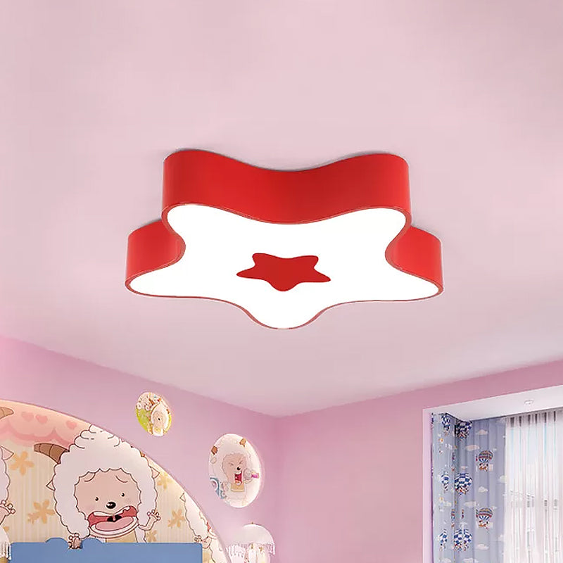 Star Kindergarten Flush Light Acrylic LED Kids Flush Mount Recessed Lighting in Red/Yellow/Blue Clearhalo 'Ceiling Lights' 'Close To Ceiling Lights' 'Close to ceiling' 'Flush mount' Lighting' 1900581