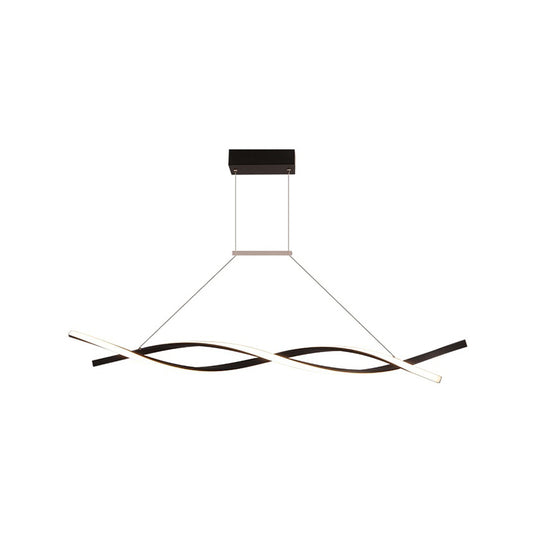 Stranded Linear Restaurant Hanging Light Acrylic Minimalist LED Island Pendant in Black/Grey, Warm/White Light Clearhalo 'Ceiling Lights' 'Island Lights' Lighting' 1900590