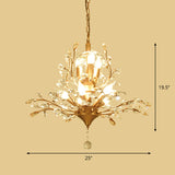 Gold Tree Suspension Pendant Light Rural Crystal 8-Bulb 19.5"/21.5" High Dining Table Ceiling Chandelier Clearhalo 'Ceiling Lights' 'Chandeliers' 'Modern Chandeliers' 'Modern' Lighting' 1900599