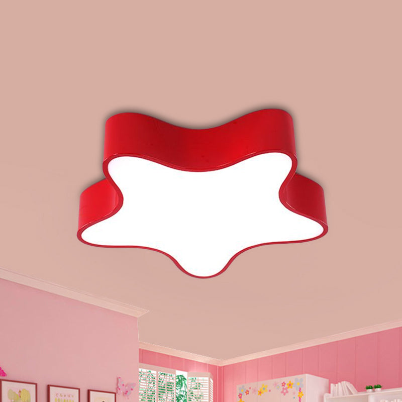 Acrylic Starfish Light Fixture Children Red/Yellow/Blue LED Flush Mount Recessed Lighting for Bedchamber Red Clearhalo 'Ceiling Lights' 'Close To Ceiling Lights' 'Close to ceiling' 'Flush mount' Lighting' 1900617