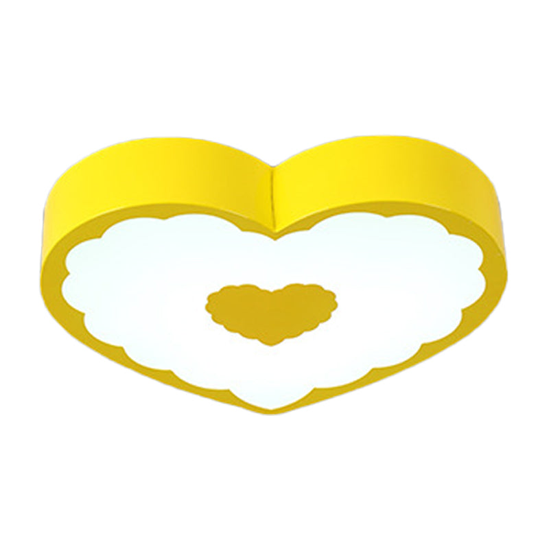 Acrylic Loving Heart Ceiling Lamp Minimalism Yellow/Blue LED Flush Mount Lighting Fixture in Warm/White Light Clearhalo 'Ceiling Lights' 'Close To Ceiling Lights' 'Close to ceiling' 'Flush mount' Lighting' 1900622