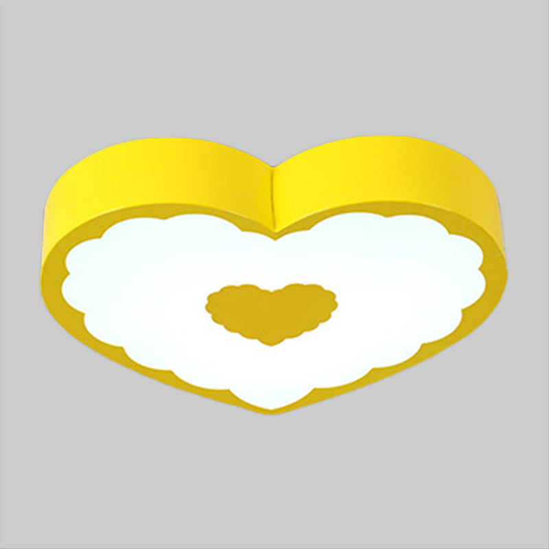 Acrylic Loving Heart Ceiling Lamp Minimalism Yellow/Blue LED Flush Mount Lighting Fixture in Warm/White Light Clearhalo 'Ceiling Lights' 'Close To Ceiling Lights' 'Close to ceiling' 'Flush mount' Lighting' 1900623