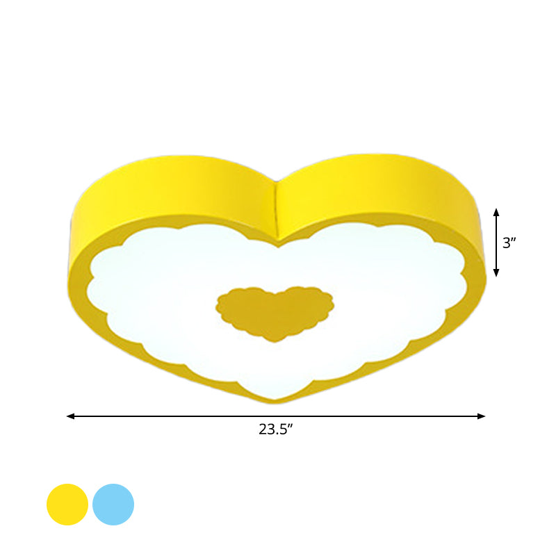 Acrylic Loving Heart Ceiling Lamp Minimalism Yellow/Blue LED Flush Mount Lighting Fixture in Warm/White Light Clearhalo 'Ceiling Lights' 'Close To Ceiling Lights' 'Close to ceiling' 'Flush mount' Lighting' 1900624