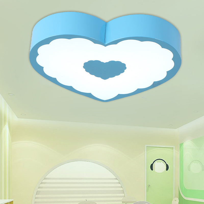 Acrylic Loving Heart Ceiling Lamp Minimalism Yellow/Blue LED Flush Mount Lighting Fixture in Warm/White Light Blue Clearhalo 'Ceiling Lights' 'Close To Ceiling Lights' 'Close to ceiling' 'Flush mount' Lighting' 1900625