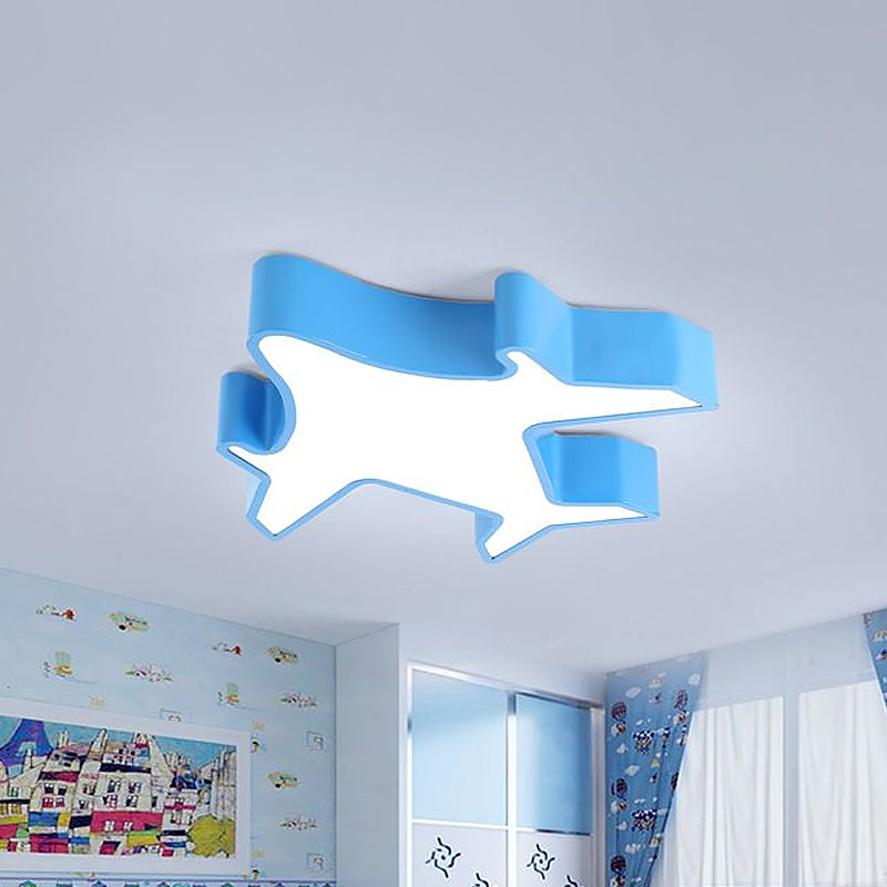 Aeroplane Nursery Room Flush Light Fixture Acrylic LED Children Flushmount Ceiling Lamp in White/Red/Yellow Blue Clearhalo 'Ceiling Lights' 'Close To Ceiling Lights' 'Close to ceiling' 'Flush mount' Lighting' 1900641