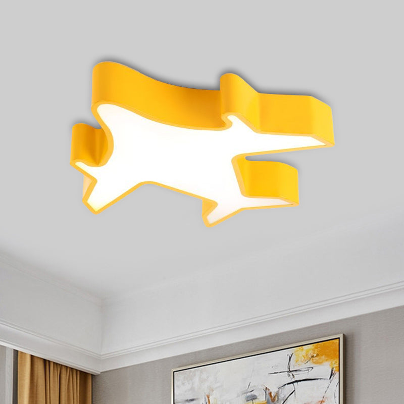 Aeroplane Nursery Room Flush Light Fixture Acrylic LED Children Flushmount Ceiling Lamp in White/Red/Yellow Yellow Clearhalo 'Ceiling Lights' 'Close To Ceiling Lights' 'Close to ceiling' 'Flush mount' Lighting' 1900645