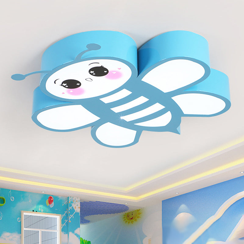 Cartoon Bee Ceiling Mounted Light Acrylic Children Room LED Flush Lamp Fixture in Blue Clearhalo 'Ceiling Lights' 'Close To Ceiling Lights' 'Close to ceiling' 'Flush mount' Lighting' 1900662