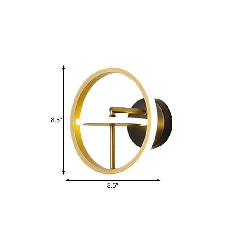 Steering Wheel Rotatable Wall Light Kit Modern Aluminum Gold LED Sconce Lighting Fixture in Warm/White Light Clearhalo 'Cast Iron' 'Glass' 'Industrial' 'Modern wall lights' 'Modern' 'Tiffany' 'Traditional wall lights' 'Wall Lamps & Sconces' 'Wall Lights' Lighting' 1900672