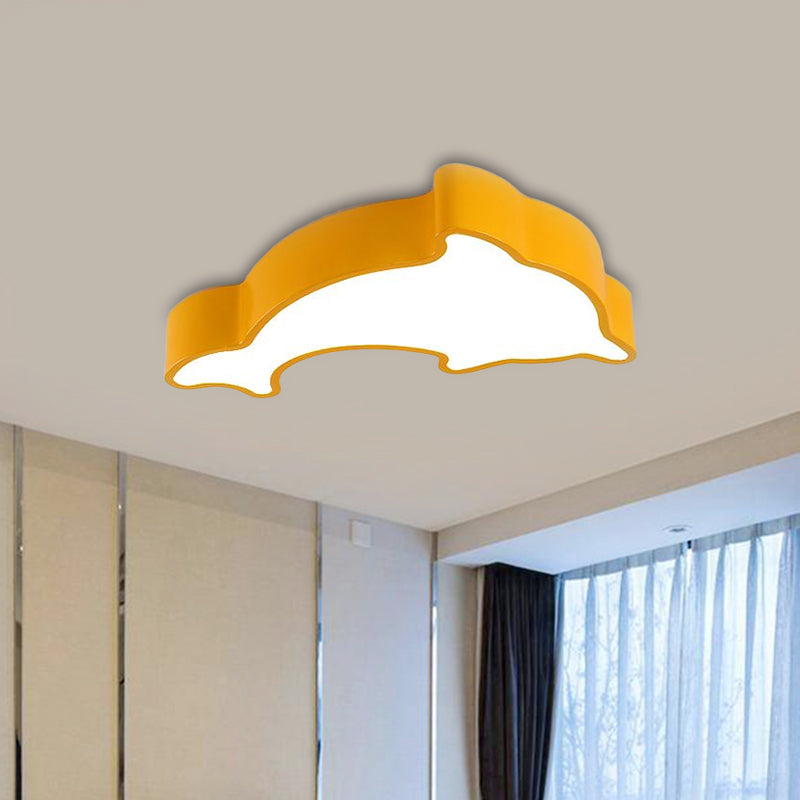 White/Red/Yellow Dolphin Lighting Fixture Children LED Acrylic Flush Mount Ceiling Light for Bedroom Clearhalo 'Ceiling Lights' 'Close To Ceiling Lights' 'Close to ceiling' 'Flush mount' Lighting' 1900686