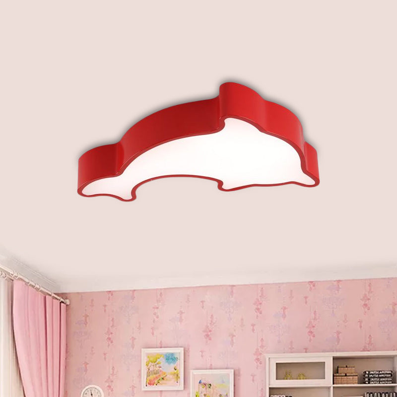 White/Red/Yellow Dolphin Lighting Fixture Children LED Acrylic Flush Mount Ceiling Light for Bedroom Red Clearhalo 'Ceiling Lights' 'Close To Ceiling Lights' 'Close to ceiling' 'Flush mount' Lighting' 1900689