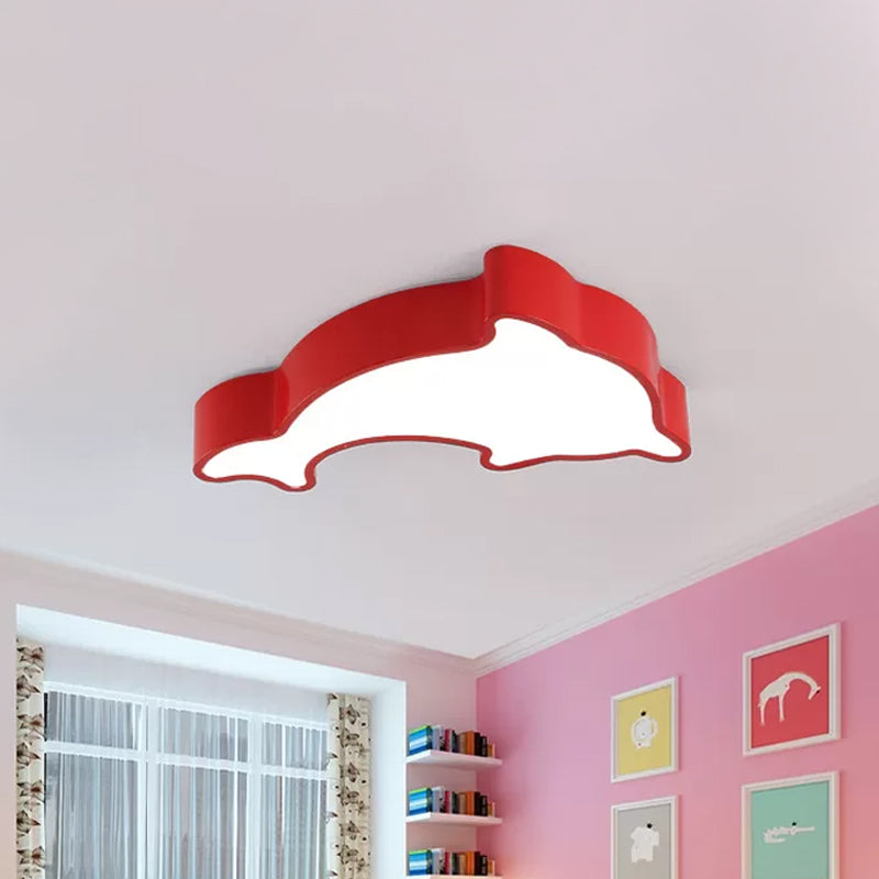 White/Red/Yellow Dolphin Lighting Fixture Children LED Acrylic Flush Mount Ceiling Light for Bedroom Clearhalo 'Ceiling Lights' 'Close To Ceiling Lights' 'Close to ceiling' 'Flush mount' Lighting' 1900690