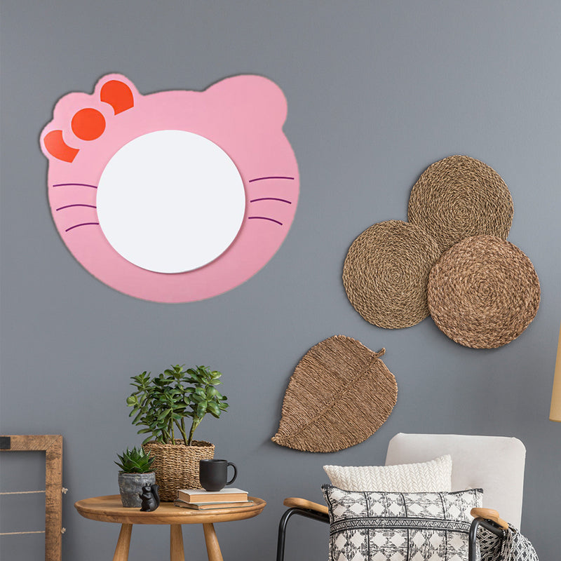 Kids Circle LED Ceiling Mount Light with Wooden Cartoon Pattern Acrylic Ceiling Lamp for Kindergarten Pink Clearhalo 'Ceiling Lights' 'Close To Ceiling Lights' 'Close to ceiling' 'Flush mount' Lighting' 190091