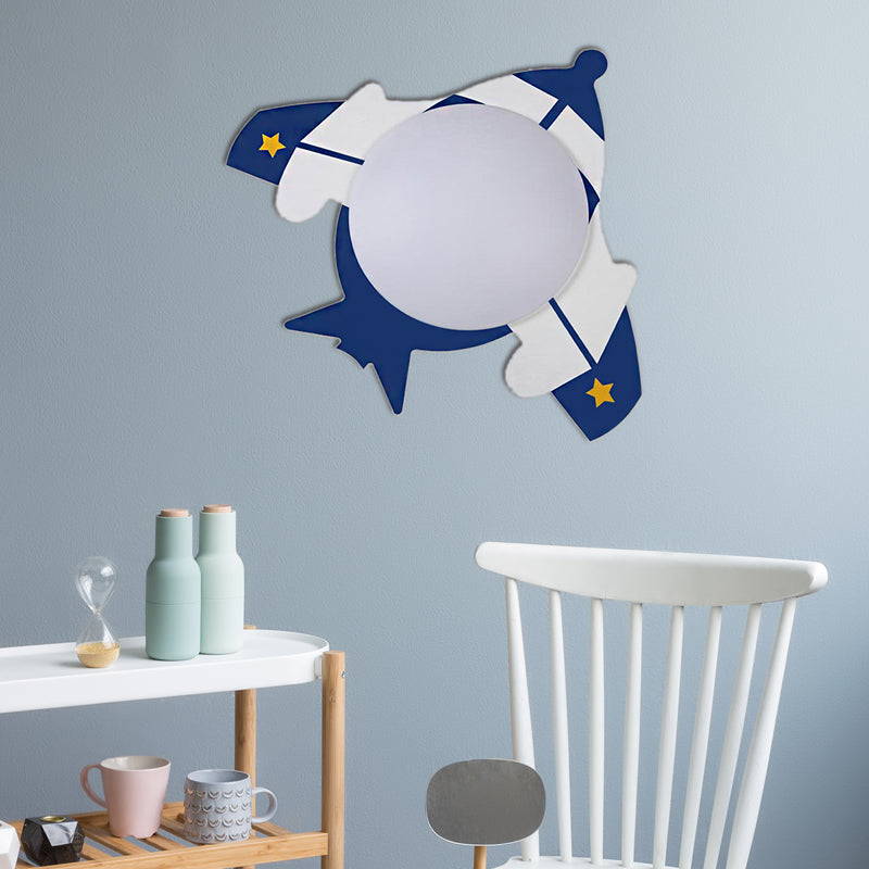 Kids Circle LED Ceiling Mount Light with Wooden Cartoon Pattern Acrylic Ceiling Lamp for Kindergarten Dark Blue Clearhalo 'Ceiling Lights' 'Close To Ceiling Lights' 'Close to ceiling' 'Flush mount' Lighting' 190103